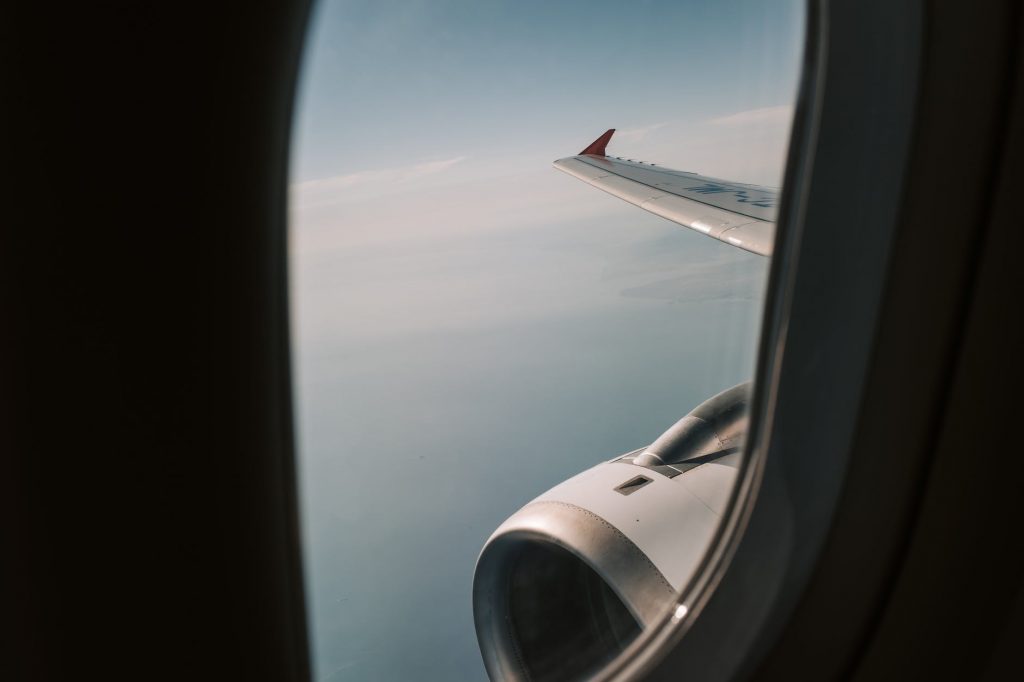 view of the clouds from an airplane window