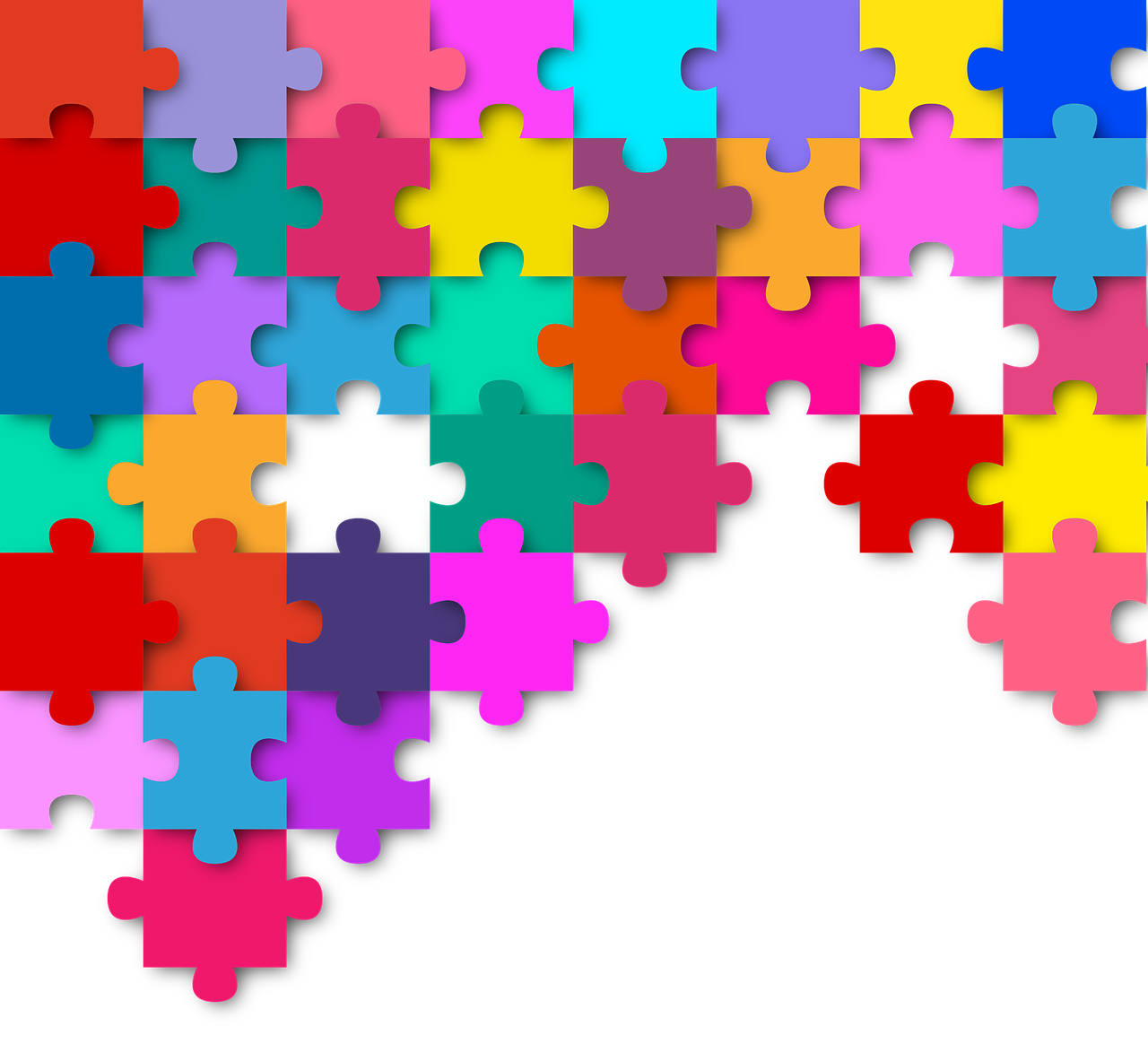 puzzle, multicoloured, coloured